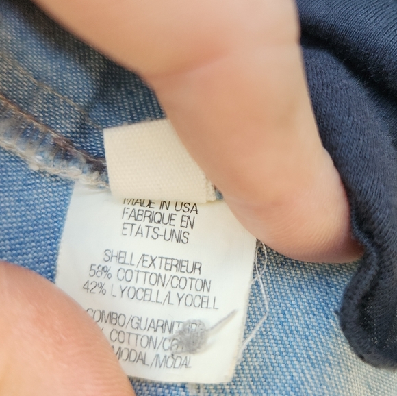 Helmut Lang Denim Chambray Contrast High Low Button Up Blouse - Picture 9 of 9